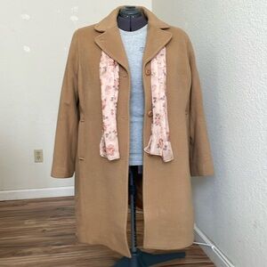 LL Bean long wool coat in tan, 3X